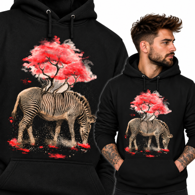 BLUZA Z KAPTUREM ZWIERZĘTA   ZEBRA